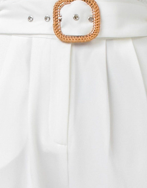 Load image into Gallery viewer, A Solid Pant Featuring Paperbag Waist With Rattan Buckle Belt
