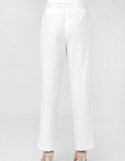 Load image into Gallery viewer, A Solid Pant Featuring Paperbag Waist With Rattan Buckle Belt
