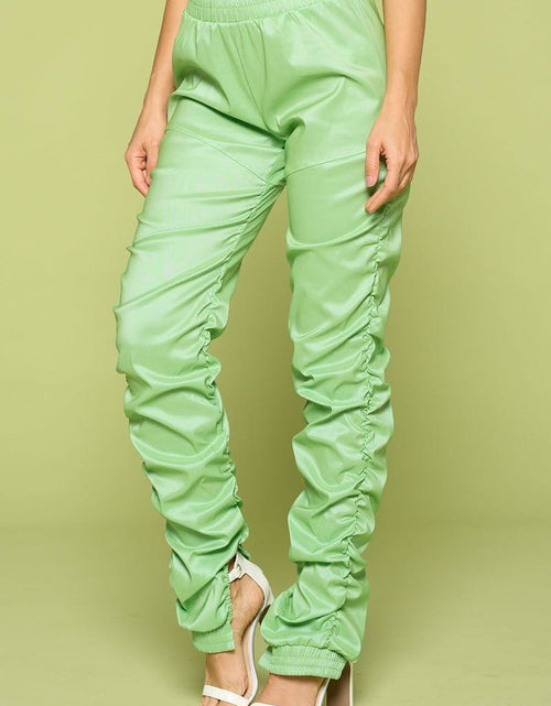 Load image into Gallery viewer, Leather Pu Ruched Pants
