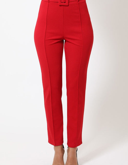 Load image into Gallery viewer, Ankle Tapered Self-fabric Buckle Belt Pants
