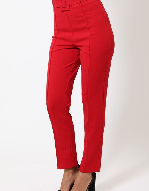 Load image into Gallery viewer, Ankle Tapered Self-fabric Buckle Belt Pants
