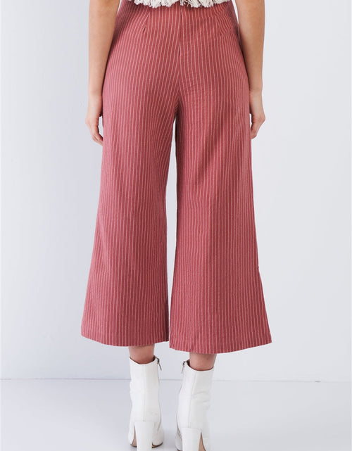 Load image into Gallery viewer, Dusty Rose Pink Cotton Pinstripe Gaucho Pants
