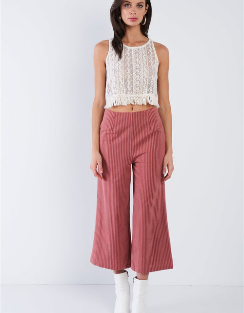 Load image into Gallery viewer, Dusty Rose Pink Cotton Pinstripe Gaucho Pants
