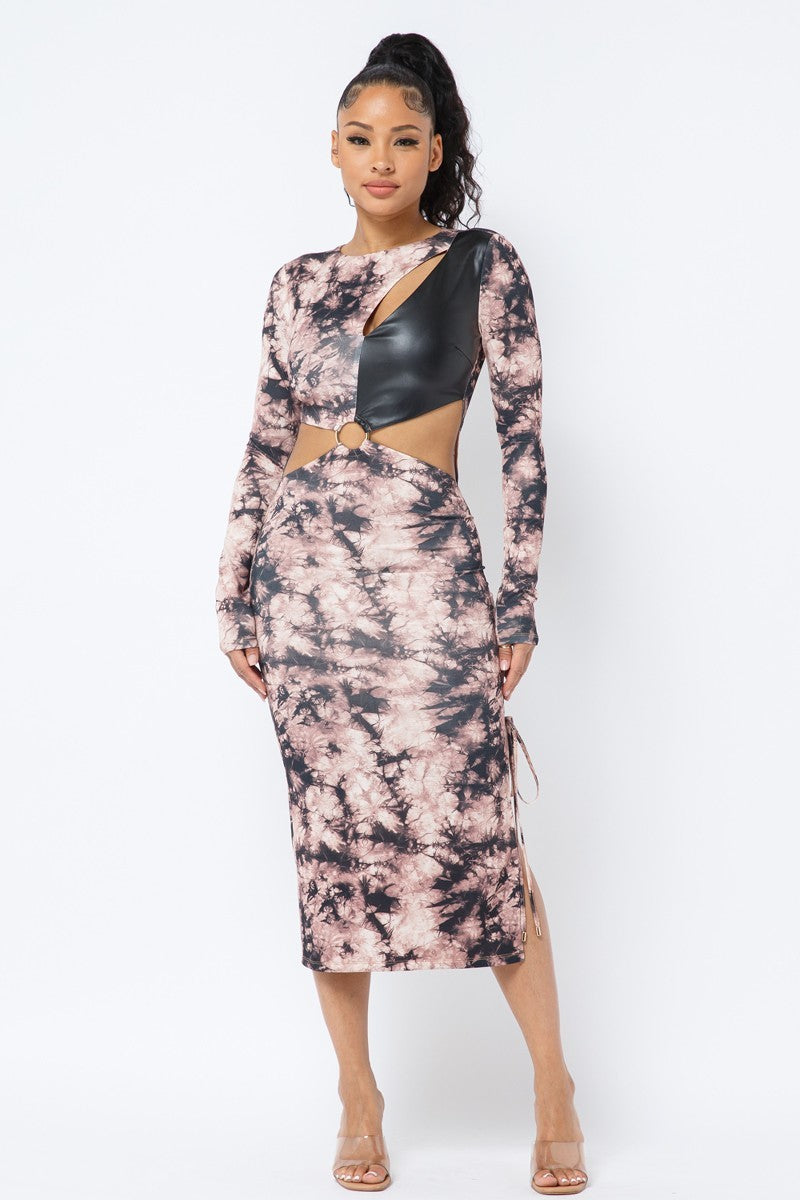 Tie Dye Long Sleeve Midi Dress by Balec Group