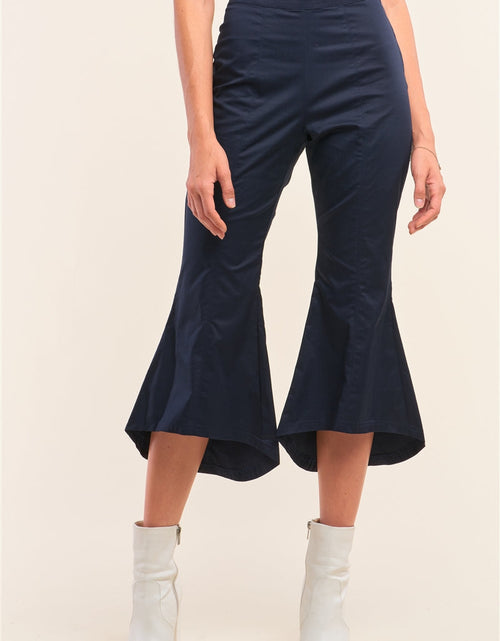 Load image into Gallery viewer, Navy Solid High Waisted Retro Bell Bottom Flare Pants
