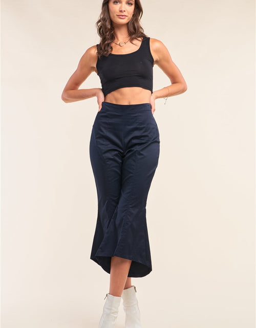 Load image into Gallery viewer, Navy Solid High Waisted Retro Bell Bottom Flare Pants
