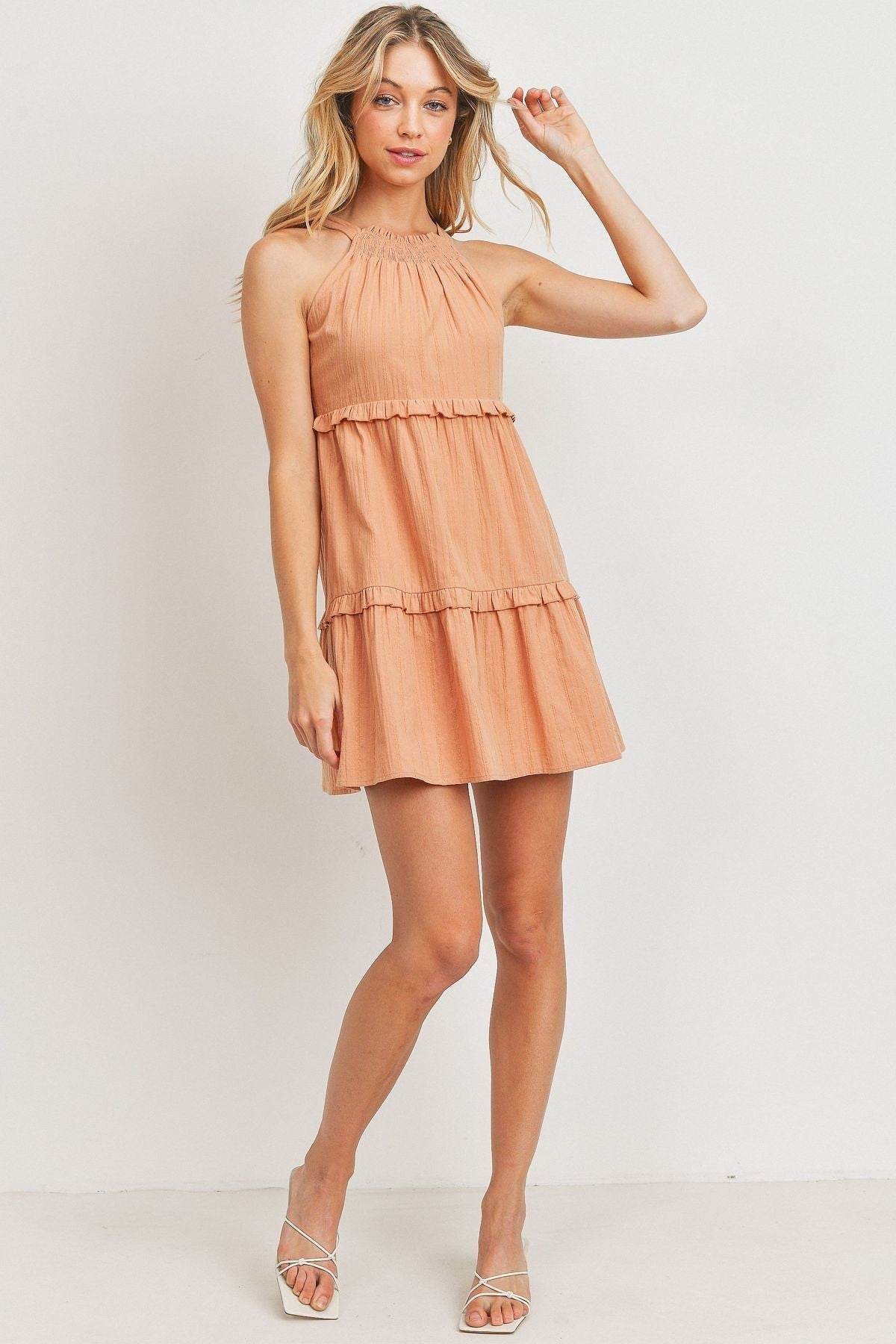 Textured Woven Fabric With Tiered Sl Dress by Balec Group