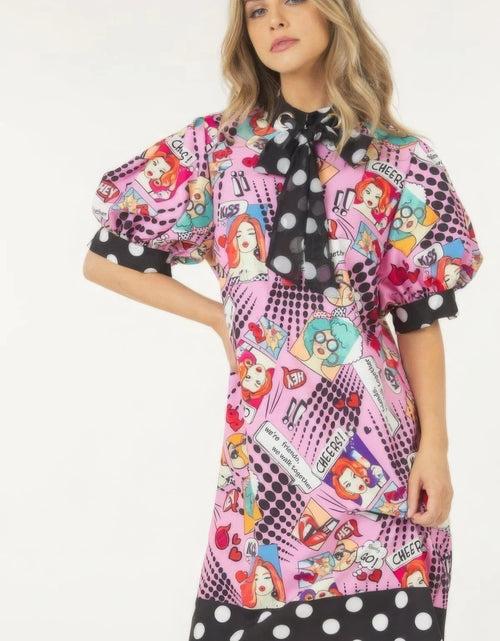 Load image into Gallery viewer, Print Midi Dress With Polka Dot Finish by Balec Group
