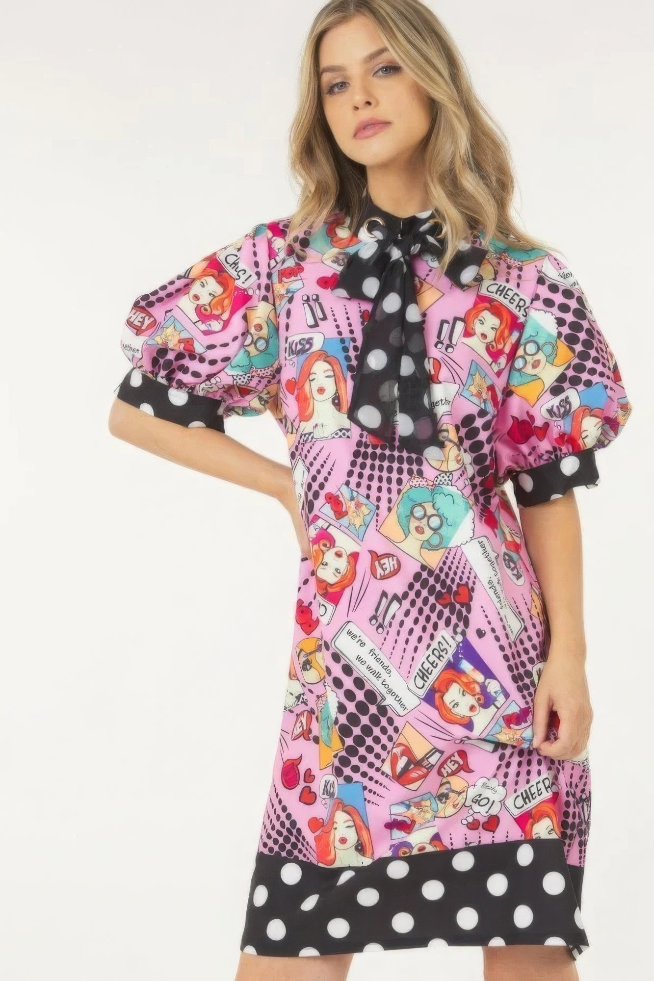 Print Midi Dress With Polka Dot Finish by Balec Group