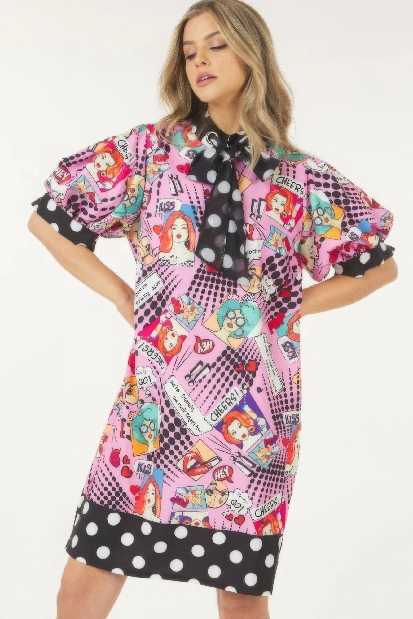 Print Midi Dress With Polka Dot Finish by Balec Group