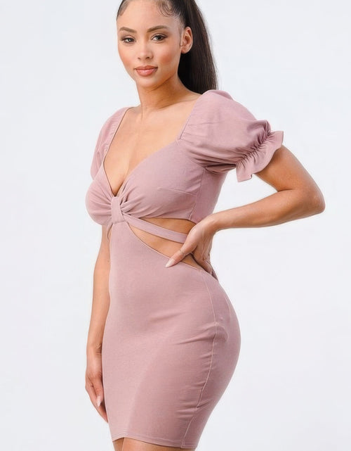 Load image into Gallery viewer, Lux Side Cutout W/ Back Tie Detail Bodycon Dress by Balec Group
