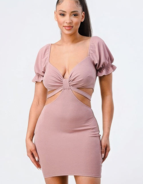 Load image into Gallery viewer, Lux Side Cutout W/ Back Tie Detail Bodycon Dress by Balec Group
