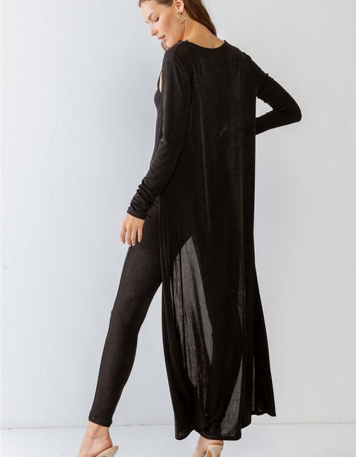 Load image into Gallery viewer, Black Sleeveless Cut-out Detail Slim Fit Jumpsuit &amp; Open Front Long Sleeve Cardigan Set

