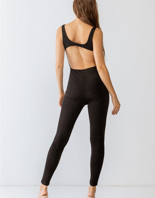 Load image into Gallery viewer, Black Sleeveless Cut-out Detail Slim Fit Jumpsuit &amp; Open Front Long Sleeve Cardigan Set
