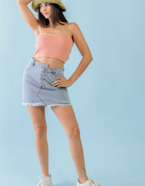 Load image into Gallery viewer, Dusty Peach Knit Strapless Crop Top
