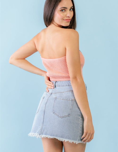Load image into Gallery viewer, Dusty Peach Knit Strapless Crop Top
