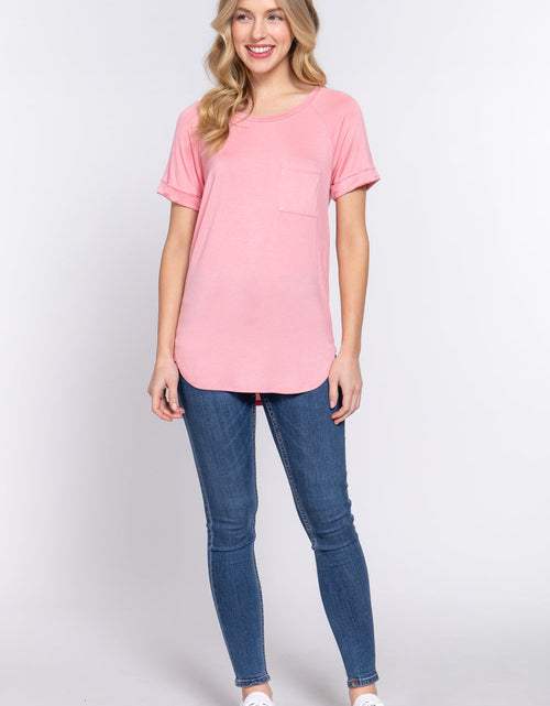 Load image into Gallery viewer, Short Raglan Slv Rayon Jersey Top
