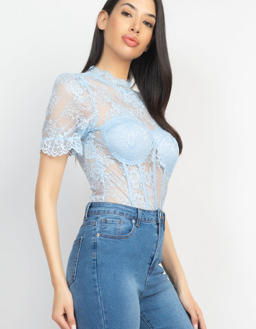 Load image into Gallery viewer, Floral Lace Corset Keyhole Bodysuit
