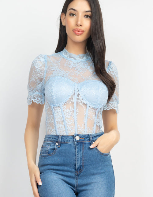 Load image into Gallery viewer, Floral Lace Corset Keyhole Bodysuit
