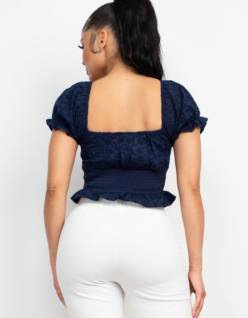 Load image into Gallery viewer, Eyelet Embroidered Smock Top

