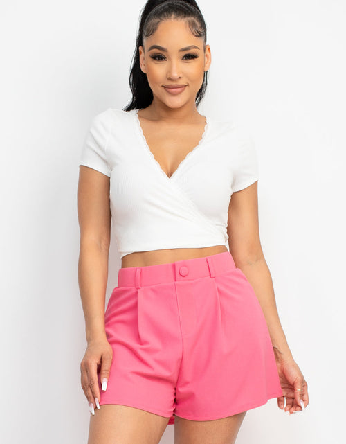 Load image into Gallery viewer, Wrap Surplice Lace Trim Top
