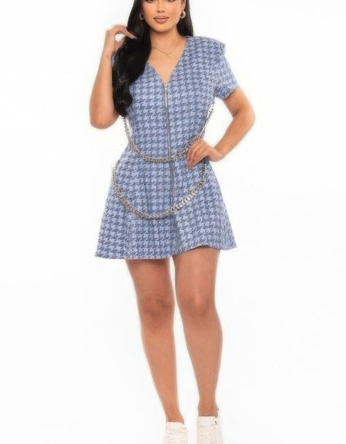 Load image into Gallery viewer, Houndstooth Chain-belt Dress by Balec Group
