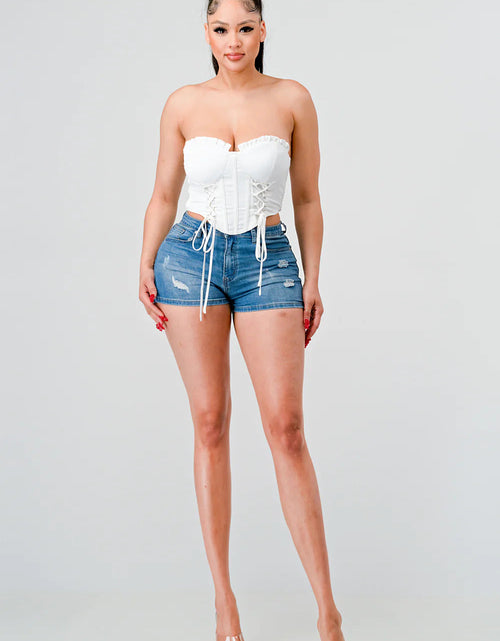 Load image into Gallery viewer, Luxe sweetheart ruffled drawstring lace bustier top

