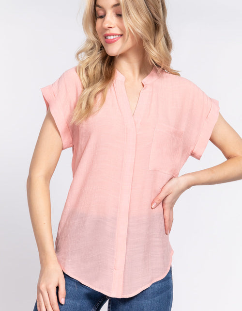 Load image into Gallery viewer, Dolman Slv Button Down Woven Top
