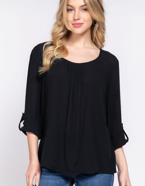 Load image into Gallery viewer, 3/4 Roll Up Slv Pleated Blouse
