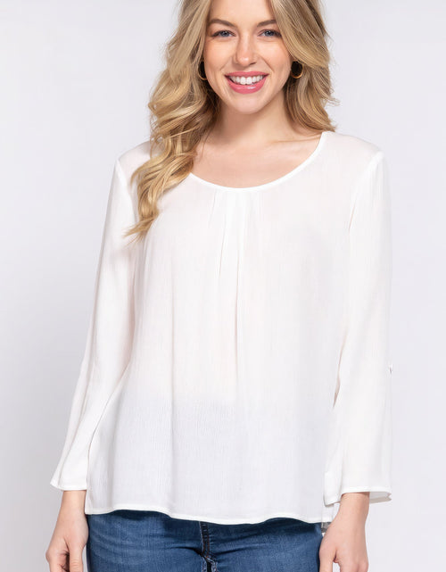 Load image into Gallery viewer, 3/4 Roll Up Slv Pleated Blouse

