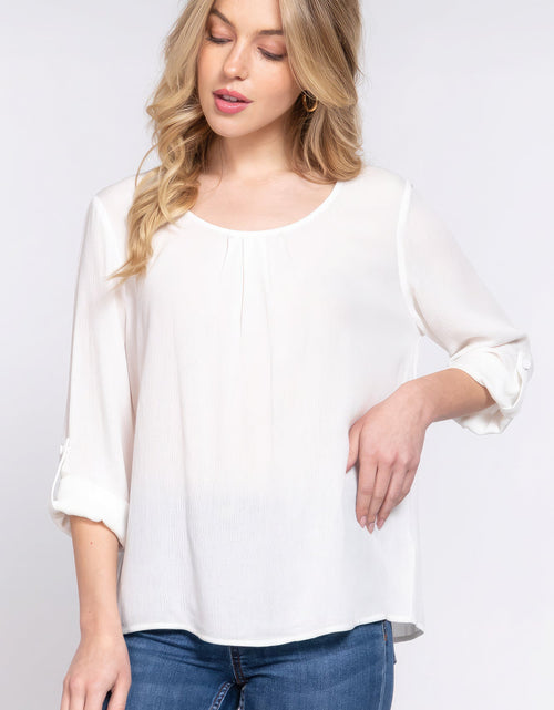Load image into Gallery viewer, 3/4 Roll Up Slv Pleated Blouse
