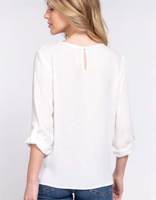 Load image into Gallery viewer, 3/4 Roll Up Slv Pleated Blouse
