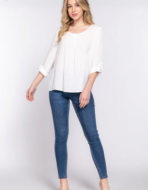 Load image into Gallery viewer, 3/4 Roll Up Slv Pleated Blouse
