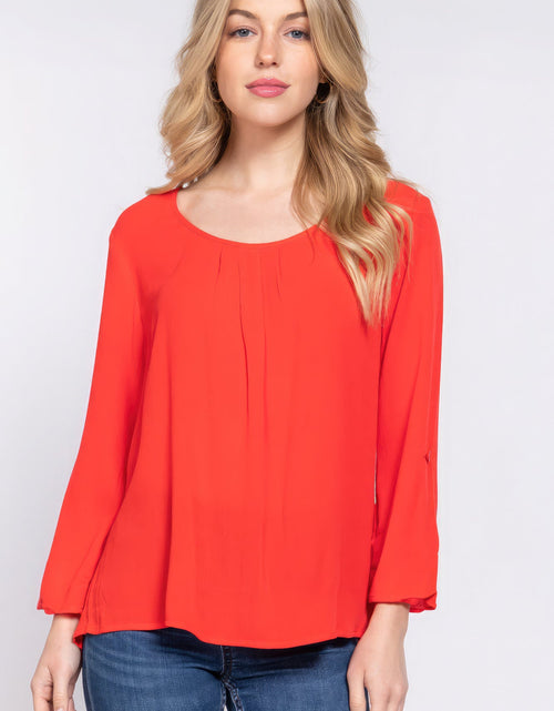 Load image into Gallery viewer, 3/4 Roll Up Slv Pleated Blouse
