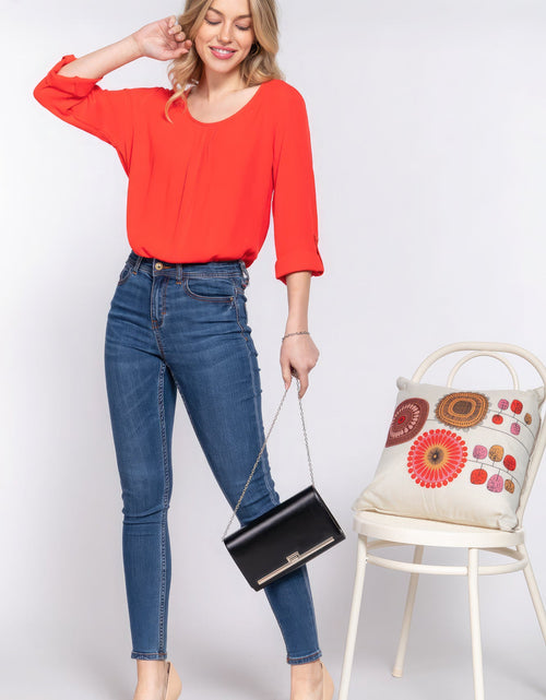 Load image into Gallery viewer, 3/4 Roll Up Slv Pleated Blouse
