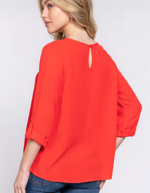 Load image into Gallery viewer, 3/4 Roll Up Slv Pleated Blouse
