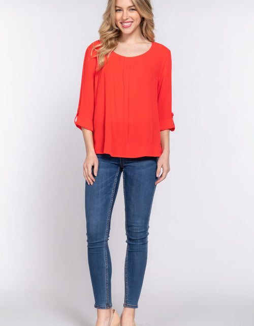 Load image into Gallery viewer, 3/4 Roll Up Slv Pleated Blouse
