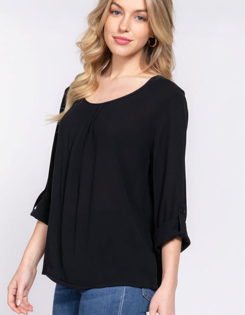 Load image into Gallery viewer, 3/4 Roll Up Slv Pleated Blouse
