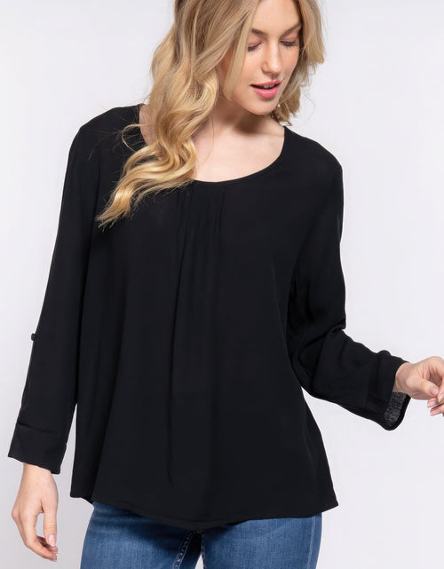 Load image into Gallery viewer, 3/4 Roll Up Slv Pleated Blouse
