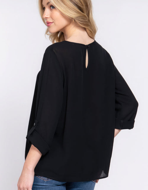 Load image into Gallery viewer, 3/4 Roll Up Slv Pleated Blouse
