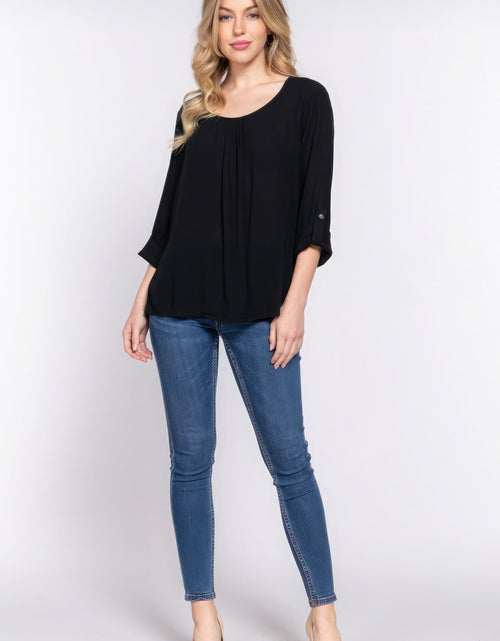 Load image into Gallery viewer, 3/4 Roll Up Slv Pleated Blouse
