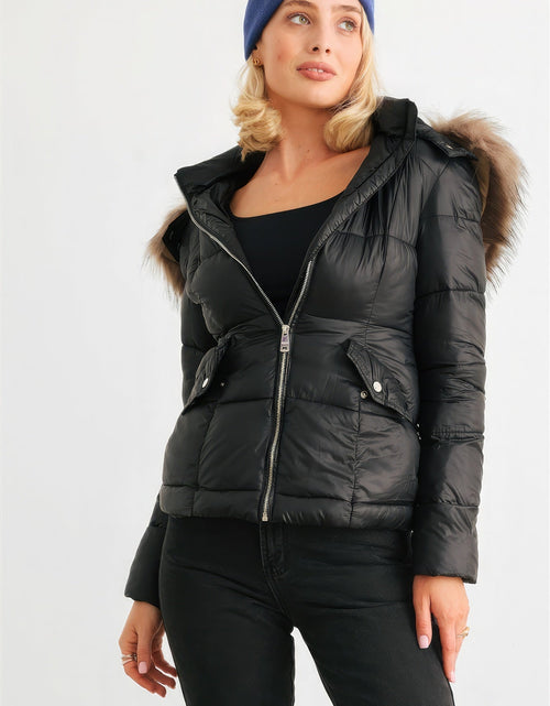 Load image into Gallery viewer, Long Sleeve Faux Fur Hood Padded Water Resistant Finish Jacket
