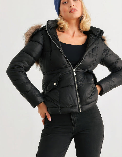 Load image into Gallery viewer, Long Sleeve Faux Fur Hood Padded Water Resistant Finish Jacket
