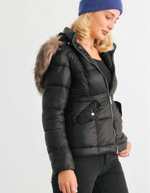 Load image into Gallery viewer, Long Sleeve Faux Fur Hood Padded Water Resistant Finish Jacket
