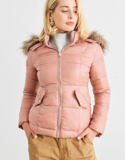 Load image into Gallery viewer, Long Sleeve Faux Fur Hood Padded Water Resistant Finish Jacket
