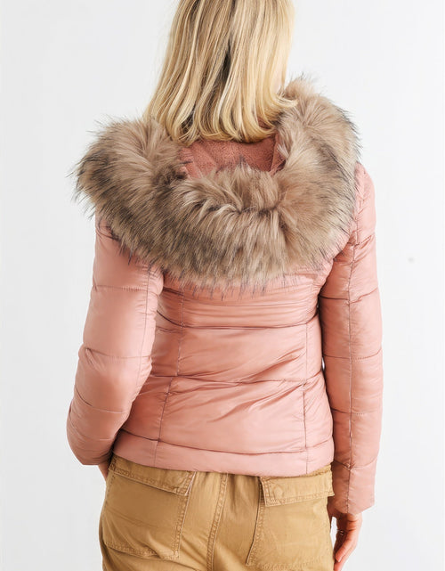 Load image into Gallery viewer, Long Sleeve Faux Fur Hood Padded Water Resistant Finish Jacket
