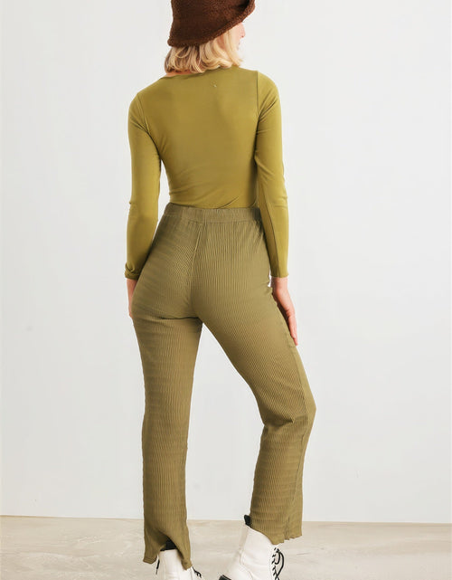 Load image into Gallery viewer, Green Cut-out Tie Knit Long Sleeve Bodysuit
