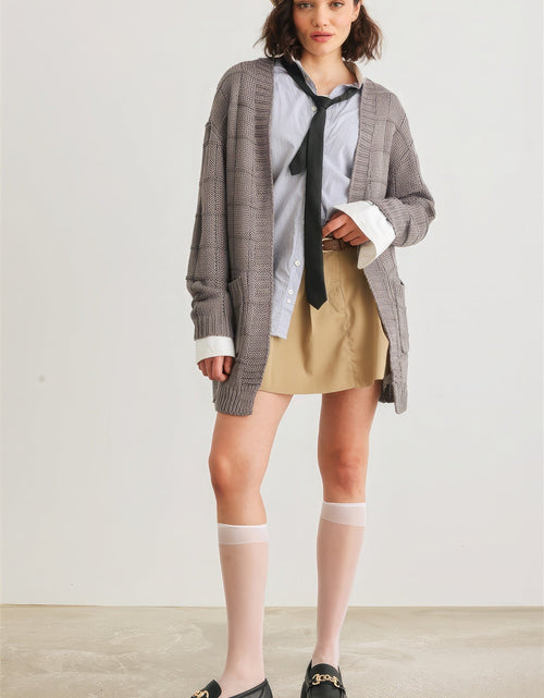 Load image into Gallery viewer, Knit Two Pocket Long Sleeve Open Front Cardigan

