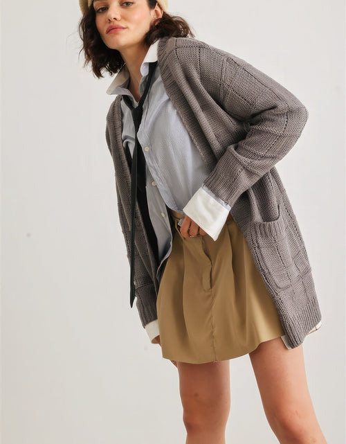Load image into Gallery viewer, Knit Two Pocket Long Sleeve Open Front Cardigan
