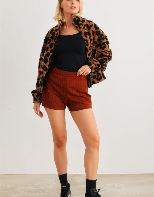 Load image into Gallery viewer, Leopard Teddy Zip-up Two Pocket Jacket
